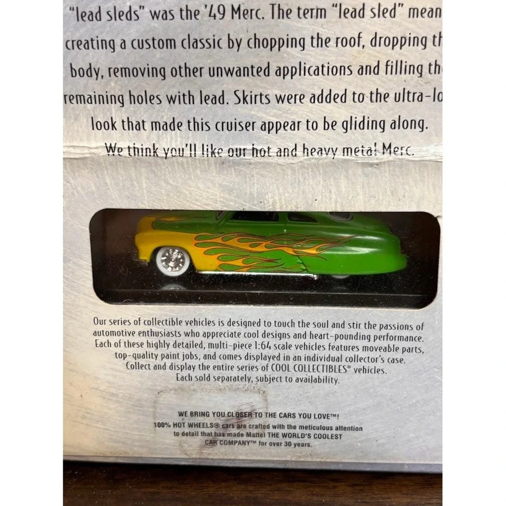 Hot Wheels 100% 2003 Metal Collection 49 Merc Green Yellow Flames No 27 1:64